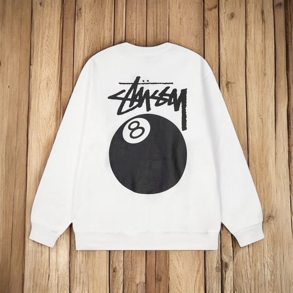 Stussy White Sweatshirt with Black Graphic